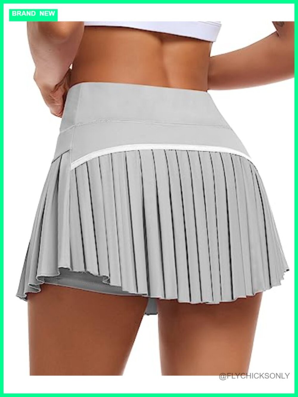 Pleated Tennis Skort with Built-in Shorts & Pockets High Waist Athletic Skirt